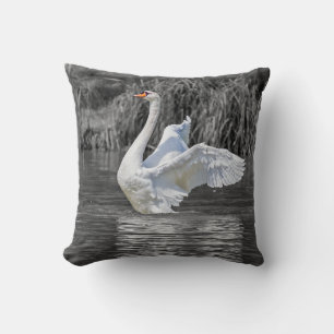 Swan Black and White Fotografy Kissen