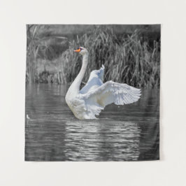 Swan Black and White Fotografy Wandteppich