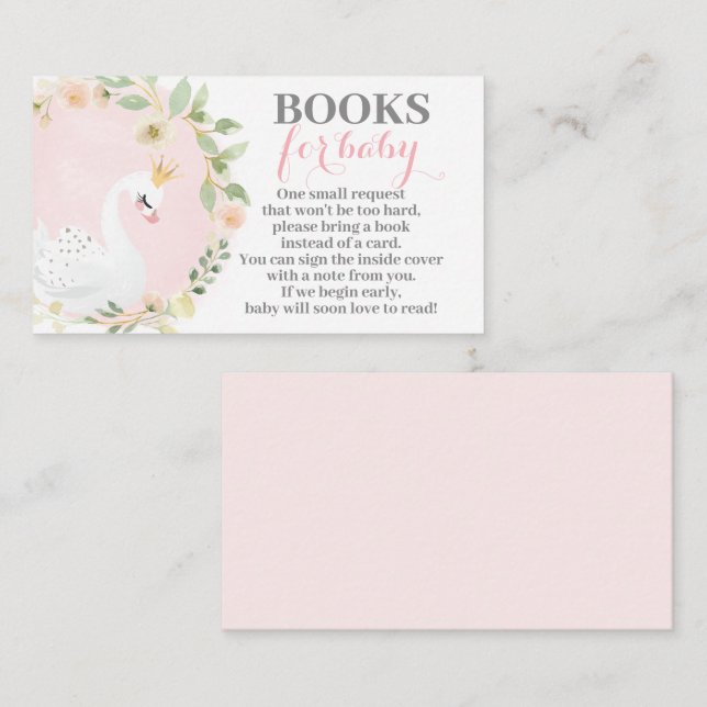 Swan Books für die Baby Girl-Gehäusekarte Begleitkarte (Vorne/Hinten)