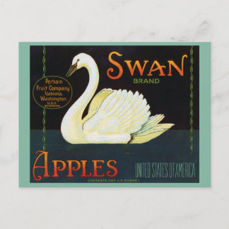 Swan Brand Apples Washington Staat Crate Label Postkarte