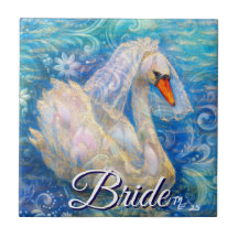 Swan Briw/Veil auf Water Blue White Personalisiert