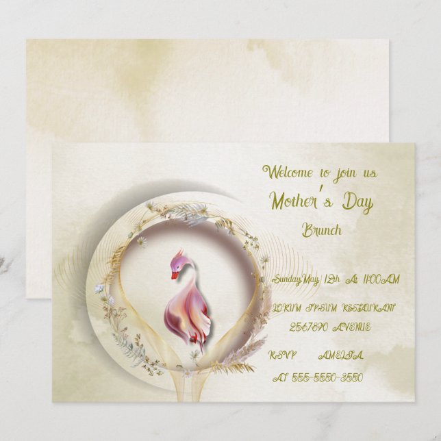 Swan chic MOTHER Party Einladung (Vorne/Hinten)