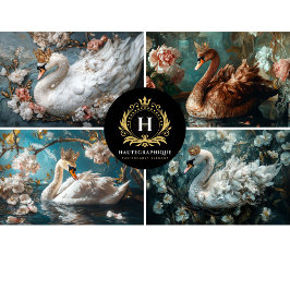 Swan Collage Decoupage Seidenpapier