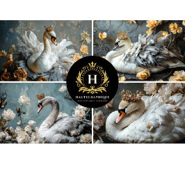 Swan Collage Decoupage Seidenpapier
