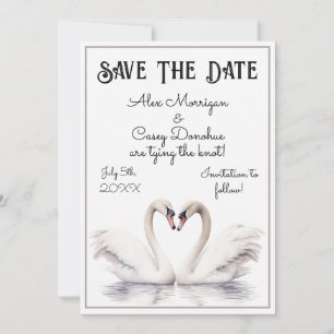 Swan Couple Save the Date Einladung