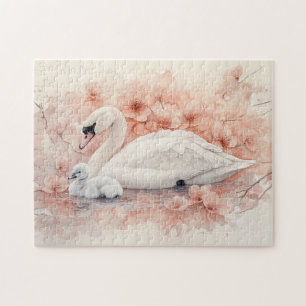 Swan Cygnet und Blush Pink Blume