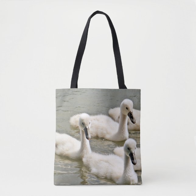 Swan Cygnets Schwimmen Tasche (Vorderseite)