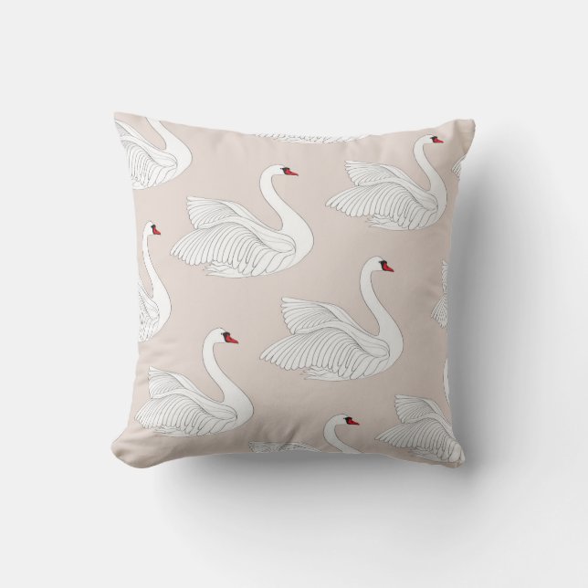 Swan Elegance: Zierweiße Muster. Kissen (Vorderseite)