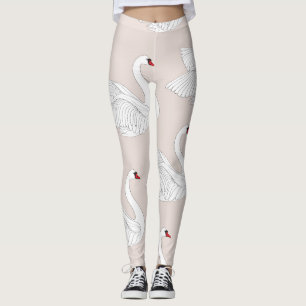 Swan Elegance: Zierweiße Muster. Leggings