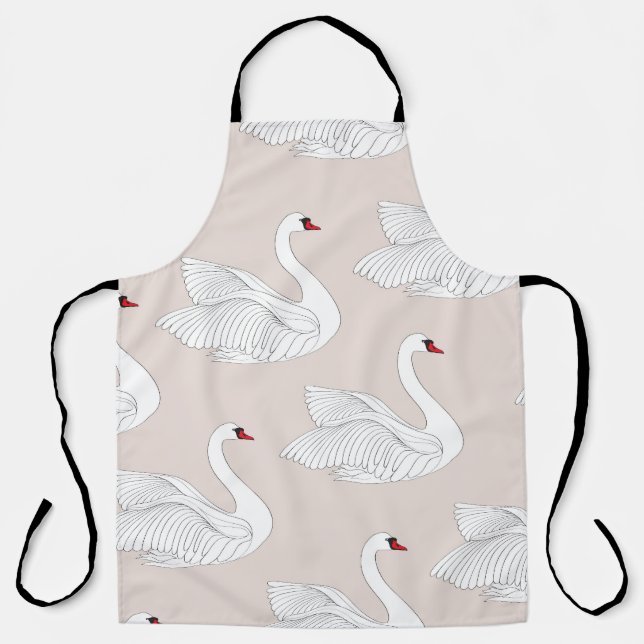 Swan Elegance: Zierweiße Muster. Schürze (Vorderseite)