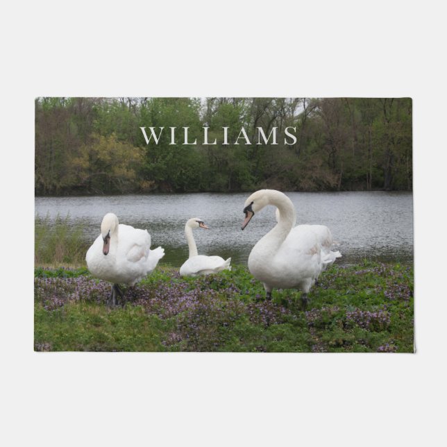 Swan Family Personalisiert Fußmatte (Vorderseite)