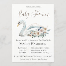 Swan Floral Neutral Baby Shower Einladung