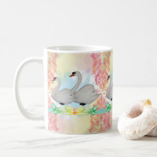 Swan Floral Tasse