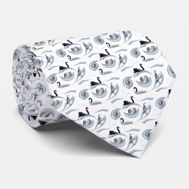 Swan Frenzy Tie Double Sided Print (choose colour) Krawatte (Gerollt)