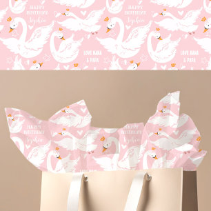 Swan Girl Geburtsname Rosa Weiß Seidenpapier