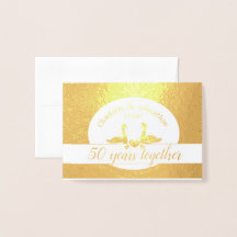 Swan golden 50. Hochzeitstag Karte