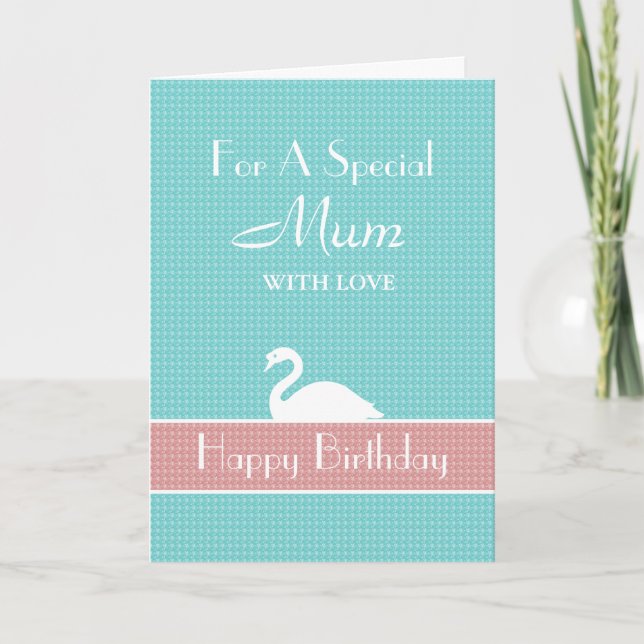 Swan Happy Birthday Card - Blau Karte (Vorderseite)