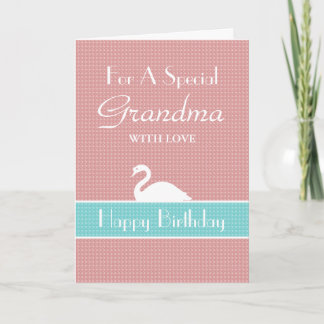 Swan Happy Birthday Card - Rosa Karte