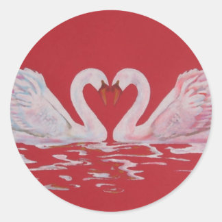 Swan Heart Runder Aufkleber