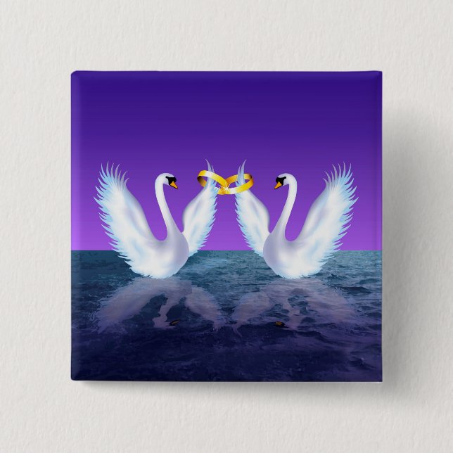 Swan-Hochzeit Button (Vorderseite)