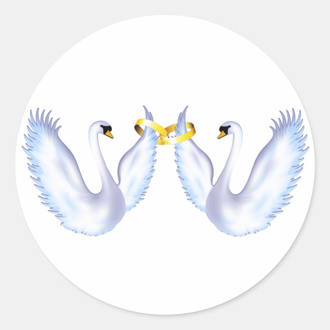Swan-Hochzeit Runder Aufkleber (Vorderseite)