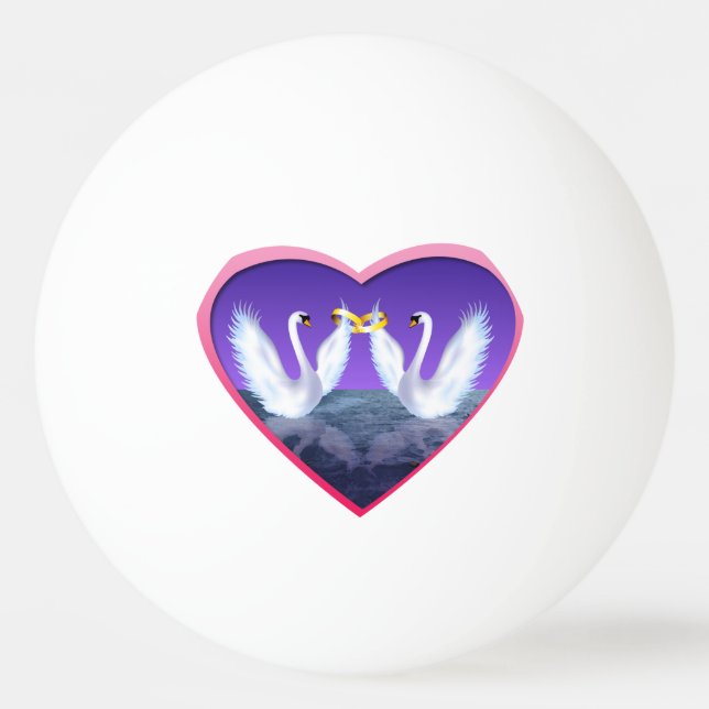 Swan-Hochzeit Tischtennisball (Rückseite)