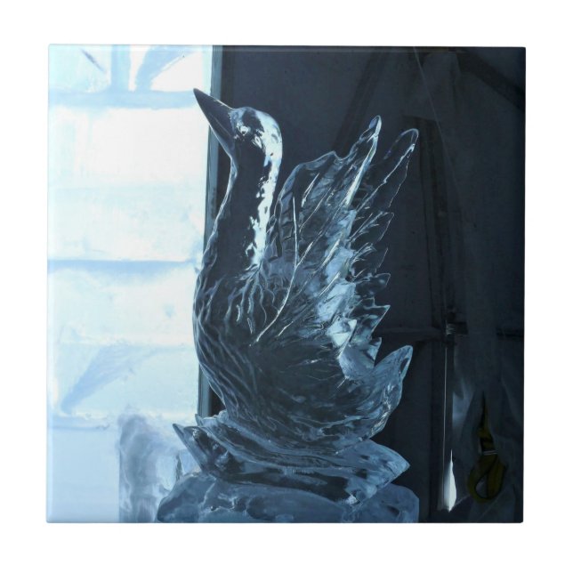 Swan Ice Sculpture, Quebec, Kanada Fliese (Vorderseite)