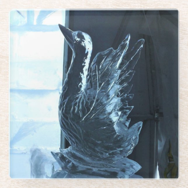 Swan Ice Sculpture, Quebec, Kanada Glasuntersetzer (Vorderseite)