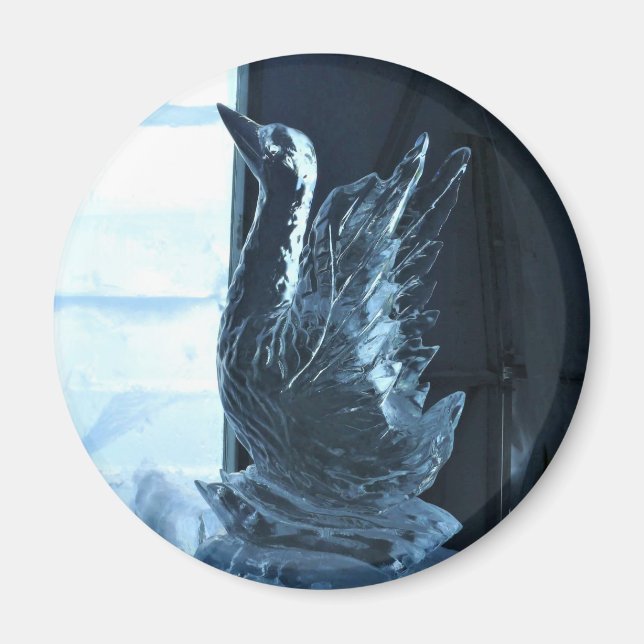 Swan Ice Sculpture, Quebec, Kanada Magnet (Vorne)