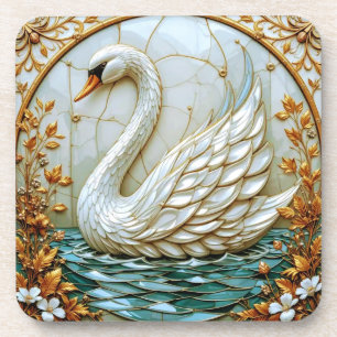 Swan Juwel Töne Buntglas Getränkeuntersetzer