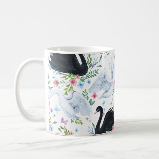 Swan Lake: Aquarellpastellmuster Kaffeetasse (Links)