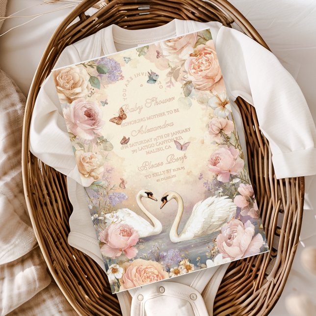 Swan Lake Garden Baby Dusche Folieneinladung (Von Creator hochgeladen)