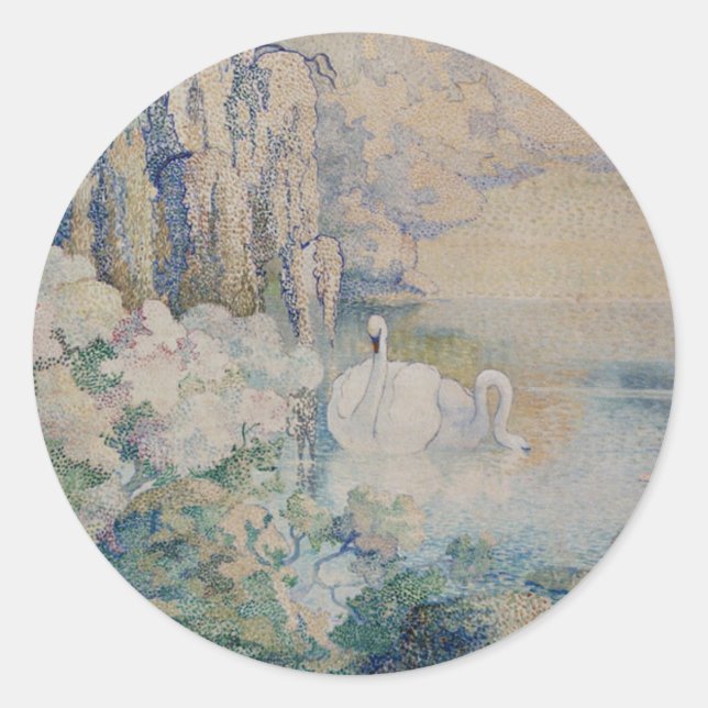 Swan Lake Runder Aufkleber (Vorderseite)