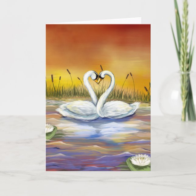 Swan-Liebe Feiertagskarte (Vorderseite)