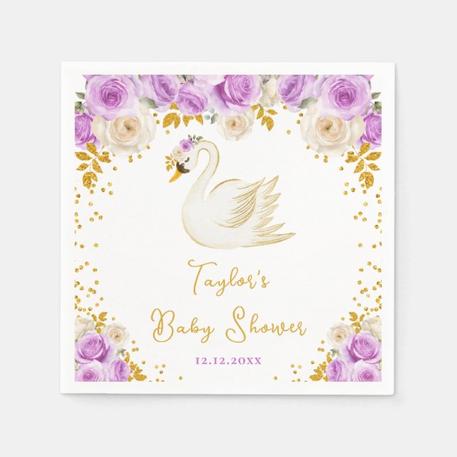 Swan Lila und Gold Rose Kinderdusche Serviette (Vorderseite)