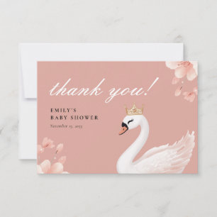 Swan Little Princess Baby Shower Dankeskarte