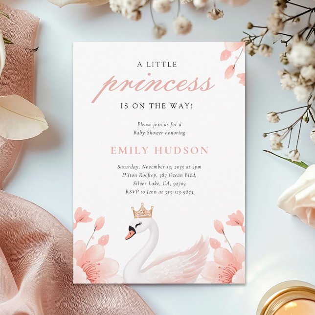 Swan Little Princess Baby Shower Einladung (Von Creator hochgeladen)