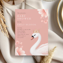 Swan Little Princess Baby Shower Einladung
