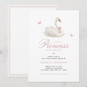 Swan Little Princess Pink Girl Baby Dusche Einladung