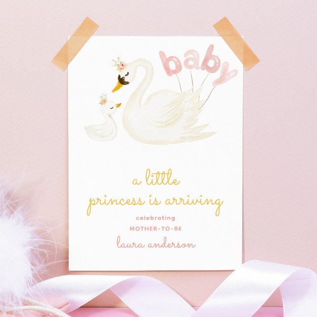 Swan Little Princess Wasserfarbe Pink Babydusche Poster (Von Creator hochgeladen)