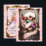 Swan lovers save the date<br><div class="desc">All cute pastel pastry,  food and sweet confections with a tea party setting,  tea cups,  pastries,  candle drum,  swan,  bird,  cat,  butterfly,  bee,  dragonfly,  cute things and etc</div>