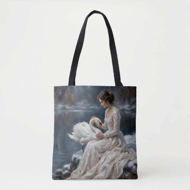 Swan Maiden Winter Lake Romance Fantasy Art Tasche (Vorderseite)