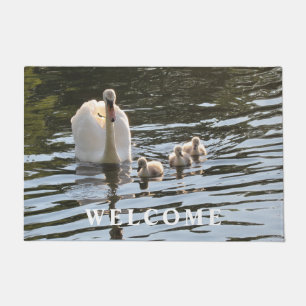 Swan mit Baby Cygnets Doormat Fußmatte