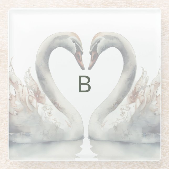 Swan Monogram Glasuntersetzer (Vorderseite)