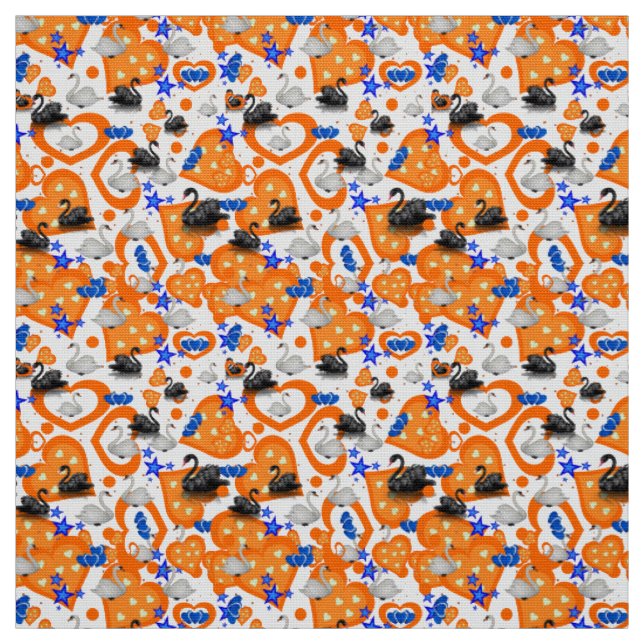 Swan Orange Herz Fabric Stoff (Muster)