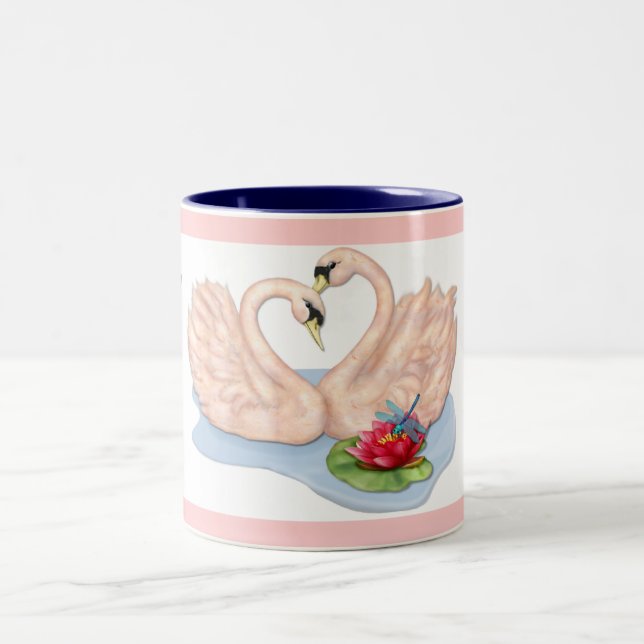 Swan Pair Zweifarbige Tasse (Mittel)