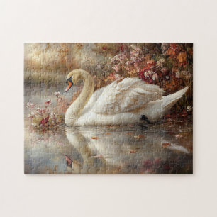 Swan Pastel Autumn Foliage Painting