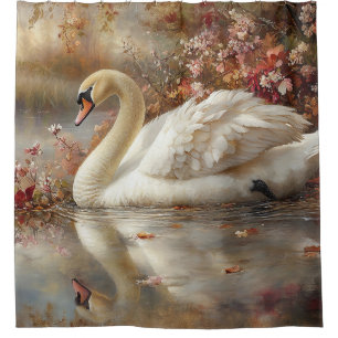Swan Pastel Autumn Foliage Painting Duschvorhang