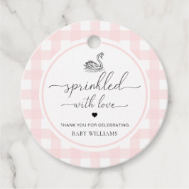 Swan Pink Gingham mit Liebe gesprinklt Geschenkanhänger