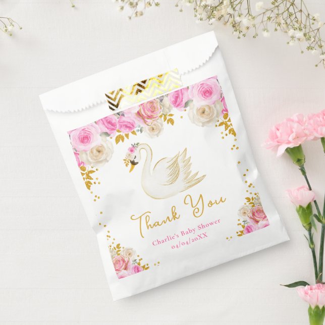 Swan Pink Gold Rose Kinderdusche Vielen Dank Geschenktütchen (Versiegelt)